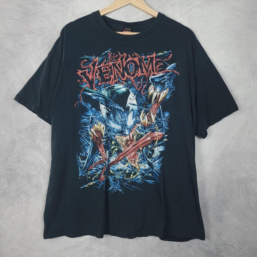 Marvel Venom Shirt Mens Large Black Mad Engine Graphic Tee Marvel Comics Y2K